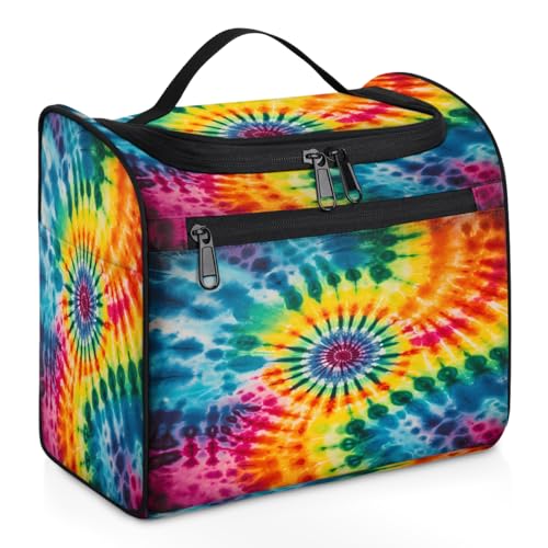 Mexpekil Kulturbeutel zum Aufhängen, bunt, Batikfärbung, für Damen und Herren, groß, wasserdicht, Make-up, Kosmetik, Kulturbeutel für Reisen, mehrfarbig, 10.2 x 6.5 x 9.2 inches, Kulturbeutel von Mexpekil