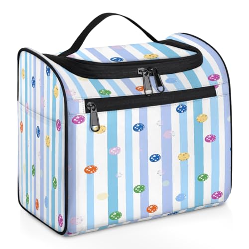 Mexpekil Kulturbeutel zum Aufhängen, bunt, gestreift, für Damen und Herren, groß, wasserdicht, Make-up, Kosmetik, Kulturbeutel für Reisen, mehrfarbig, 10.2 x 6.5 x 9.2 inches, Kulturbeutel von Mexpekil
