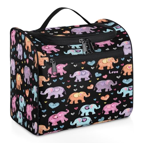 Mexpekil Kulturbeutel zum Aufhängen, bunt, niedlicher Elefant, für Damen und Herren, groß, wasserdicht, Make-up, Kosmetik, Kulturbeutel für Reisen, mehrfarbig, 10.2 x 6.5 x 9.2 inches, Kulturbeutel von Mexpekil
