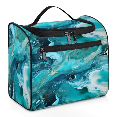 Mexpekil Kulturbeutel zum Aufhängen, für Damen und Herren, groß, wasserdicht, für Make-up, Kosmetik, Kulturbeutel für Reisen, Blaugrün, mehrfarbig, 10.2 x 6.5 x 9.2 inches, Kulturbeutel von Mexpekil