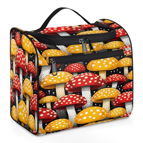 Mexpekil Kulturbeutel zum Aufhängen, für Damen und Herren, groß, wasserdicht, für Make-up, Kosmetik, Kulturbeutel für Reisen, Rot / Gelb, mehrfarbig, 10.2 x 6.5 x 9.2 inches, Kulturbeutel von Mexpekil