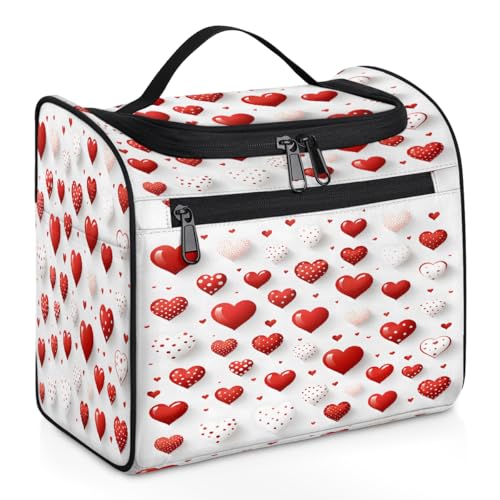 Mexpekil Kulturbeutel zum Aufhängen, für Damen und Herren, groß, wasserdicht, für Make-up, Kosmetik, Kulturbeutel für Reisen, Rot / Weiß, mehrfarbig, 10.2 x 6.5 x 9.2 inches, Kulturbeutel von Mexpekil