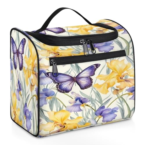 Mexpekil Kulturbeutel zum Aufhängen, für Damen und Herren, groß, wasserdicht, für Reisen, Lila / Gelb, mehrfarbig, 10.2 x 6.5 x 9.2 inches, Kulturbeutel von Mexpekil