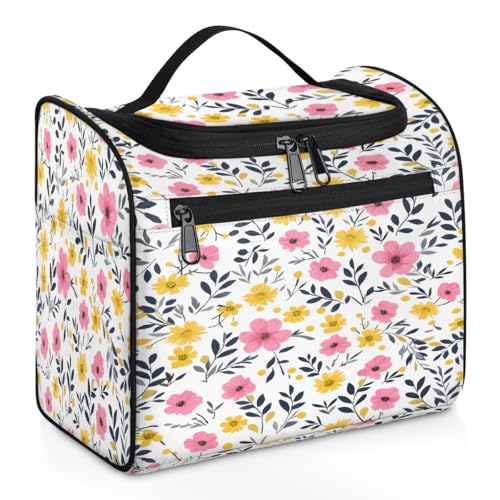 Mexpekil Kulturbeutel zum Aufhängen, handgezeichnete Blume, für Damen und Herren, groß, wasserdicht, Make-up, Kosmetik, Kulturbeutel für Reisen, mehrfarbig, 10.2 x 6.5 x 9.2 inches, Kulturbeutel von Mexpekil