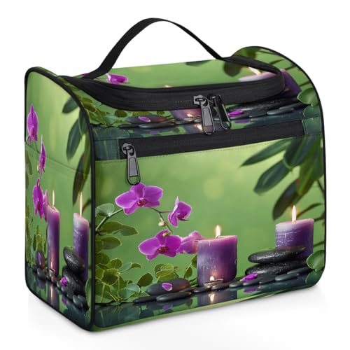 Mexpekil Kulturbeutel zum Aufhängen, japanische Zeb-Orchidee, für Damen und Herren, groß, wasserdicht, Make-up, Kosmetik, Kulturbeutel für Reisen, mehrfarbig, 10.2 x 6.5 x 9.2 inches, Kulturbeutel von Mexpekil