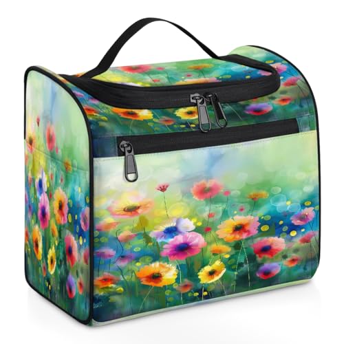 Mexpekil Kulturbeutel zum Aufhängen für Damen und Herren, Wasserfarben, Wildblumen-Blumenmuster, groß, wasserdicht, Make-up-Kosmetiktasche für Reisen, mehrfarbig, 10.2 x 6.5 x 9.2 inches, Kulturbeutel von Mexpekil