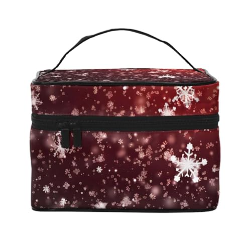 Mexpekil Make-up-Tasche, Reise-Kosmetiktasche, große Kapazität, Make-Up-Organizer, Aufbewahrungstasche, tragbare Kulturbeutel für Frauen und Mädchen, Weihnachts-Schneeflocke, Einheitsgröße von Mexpekil