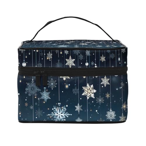 Mexpekil Make-up-Tasche, Reise-Kosmetiktasche, große Kapazität, Make-Up-Organizer, Aufbewahrungstasche, tragbare Kulturbeutel für Frauen und Mädchen, Weihnachts-Schneeflocke, Einheitsgröße von Mexpekil