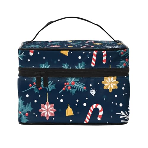 Mexpekil Make-up-Tasche, Reise-Kosmetiktasche, große Kapazität, Make-Up-Organizer, Aufbewahrungstasche, tragbare Kulturbeutel für Frauen und Mädchen, Weihnachts-Süßigkeiten-Zweig-Dekoration, von Mexpekil
