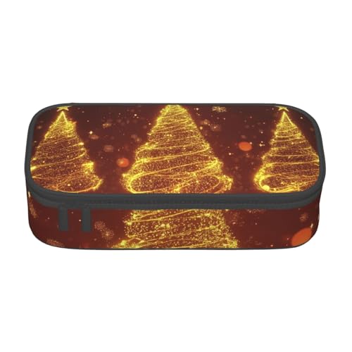 Mexpekil Merry Christmas Tree Socks Pattern Pencil Case for Girls Boys Pencil Bag Stationery Organizer with Compartments School Supply Bag for Students Office, Golden leuchtende von Mexpekil