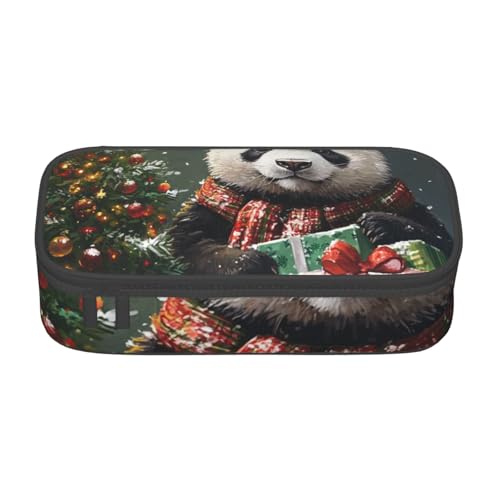 Mexpekil Merry Christmas Tree Socks Pattern Pencil Case for Girls Boys Pencil Bag Stationery Organizer with Compartments School Supply Bag for Students Office, Niedlicher Panda-Weihnachtsbaum von Mexpekil