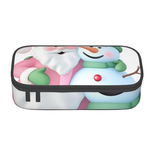 Mexpekil Merry Christmas Tree Socks Pattern Pencil Case for Girls Boys Pencil Bag Stationery Organizer with Compartments School Supply Bag for Students Office, Niedlicher Weihnachtsmann-Schneemann von Mexpekil