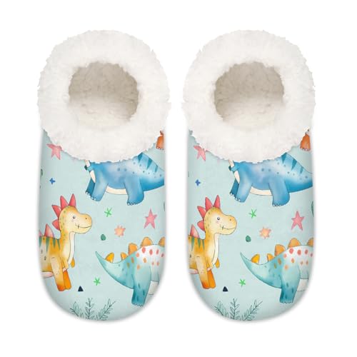 Mexpekil Niedliche Cartoon-Dinosaurier-Dino-Pantoffeln, flauschige Hausschuhe, rutschfeste Schuhe für Damen und Herren, Niedlicher Cartoon-Dinosaurier-Dino, Large von Mexpekil