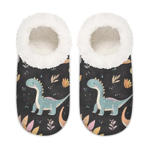 Mexpekil Niedliche Cartoon-Tier-Dinosaurier-Damen-Hausschuhe, flauschige Hausschuhe, rutschfeste Schuhe für Damen, Herren und Damen, Niedlicher Cartoon-Tier-Dinosaurier, Medium Breit von Mexpekil