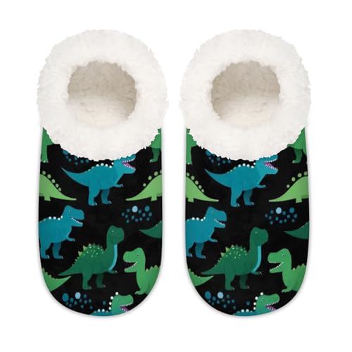 Mexpekil Niedliche Dinosaurier-Hausschuhe für Damen und Herren, Cartoon-Dinosaurier-Memory-Foam-Hausschuhe, rutschfeste Slipper-Socken, multi, 37.5/38.5 EU Weit von Mexpekil