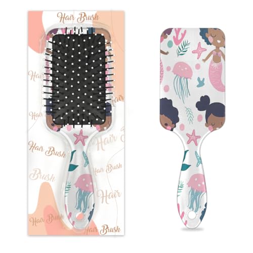 Mexpekil Niedliche Meerjungfrau Quallen Seestern Entwirrungspaddel-Haarbürste Nass Trockene Haarbürsten Massage Luftkissen Kamm für IDs Mädchen Damen Herren von Mexpekil