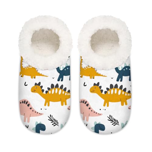 Mexpekil Niedliche Tier-Dinosaurier-Hausschuhe für Damen, flauschige Hausschuhe, rutschfeste Schuhe für Damen, Herren, Niedlicher Dinosaurier-Dinosaurier, XX-Large Breit von Mexpekil