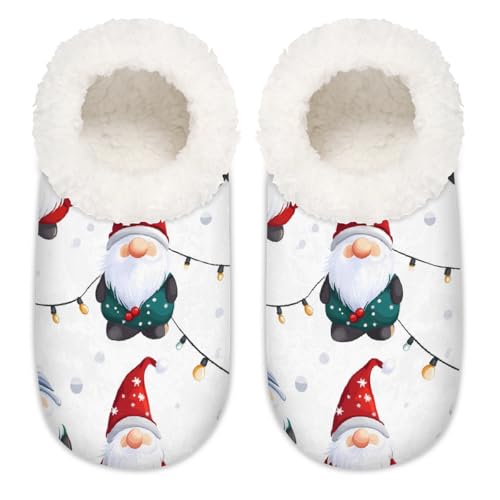 Mexpekil Niedliche Weihnachts-Zwerg-Hausschuhe für Damen, flauschige Hausschuhe, rutschfeste Schuhe für Damen, Herren, Niedlicher Weihnachtswichtel, Large von Mexpekil