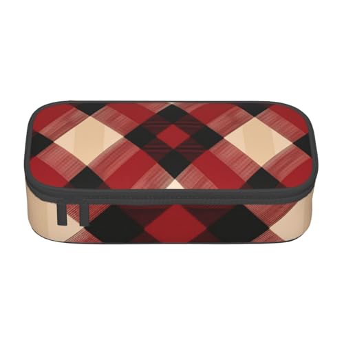 Mexpekil Niedliches Schneemann-Muster Weihnachtsbaum Federmäppchen für Mädchen Jungen Federmäppchen Schreibwaren Organizer mit Fächern Schulbedarf Tasche für Studenten Büro, Christmas Buffalo Plaid von Mexpekil