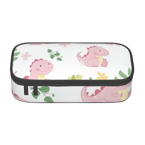 Mexpekil Niedliches rosa Dinosaurier-Federmäppchen für Mädchen Jungen Federmäppchen Schreibwaren Organizer mit Fächern Schulbedarf Tasche für Studenten Büro, Niedlicher rosa Dinosaurier, Einheitsgröße von Mexpekil