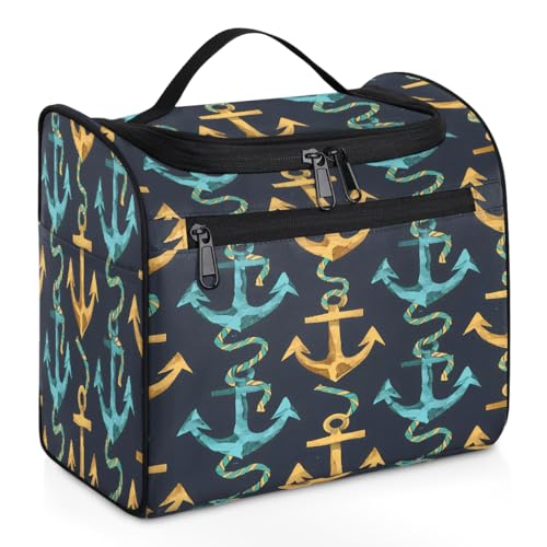 Mexpekil Ocean Sea Kulturtasche zum Aufhängen, mit Anker, für Damen und Herren, groß, wasserdicht, Make-up, Kosmetik, Kulturbeutel für Reisen, mehrfarbig, 10.2 x 6.5 x 9.2 inches, Kulturbeutel von Mexpekil