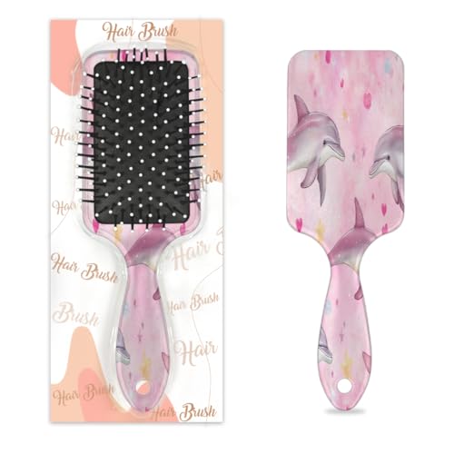 Mexpekil Pink Ocean Sea Delphin Detangling Paddle Haarbürste Wet Dry Hair Brushes Massage Air Cushion Comb for ID Girls Women Men von Mexpekil