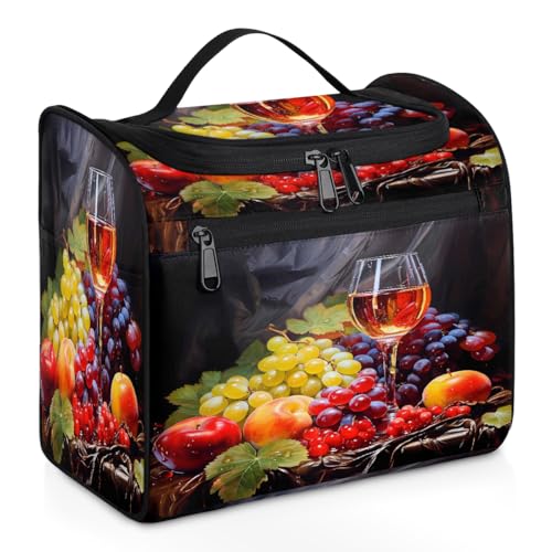 Mexpekil Pinting Kulturbeutel für Weinglas, Obst, zum Aufhängen, für Damen und Herren, groß, wasserdicht, Make-up, Kosmetik, Kulturbeutel für Reisen, mehrfarbig, 10.2 x 6.5 x 9.2 inches, Kulturbeutel von Mexpekil