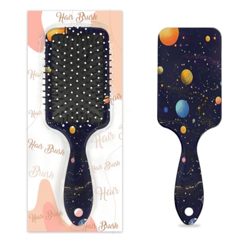 Mexpekil Planets Space Universe Entwirrungspaddel-Haarbürste, nasses, trockenes Haar, Massage, Luftkissen, Kamm für Mädchen, Damen, Herren von Mexpekil