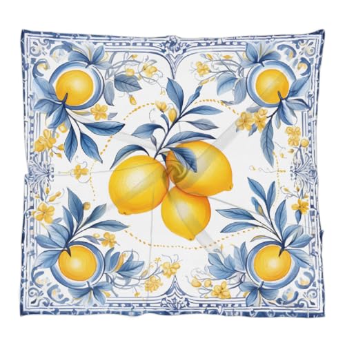 Mexpekil Quadratischer Seidenschal Vintage Bohemian Floral Zitrone Kopftuch für Frauen Haar Stirnband Satin Schals Bandanas Halstuch Frauen Geschenk Halstuch von Mexpekil