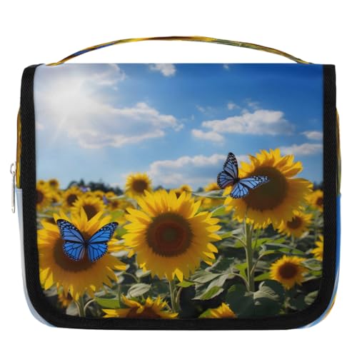Mexpekil Reise-Kulturbeutel zum Aufhängen, Sonnenblumen, Schmetterling, Himmel, großer Kulturbeutel, tragbar, Make-up, Kosmetik-Organizer, Taschen für Mädchen und Jungen Mexpekil Reise-Kulturbeutel zum Aufhängen, Sonnenblumen, Schmetterling, Himmel, großer Kulturbeutel, tragbar, Make-up, Kosmetik-Organizer, Taschen für Mädchen und Jungen von Mexpekil