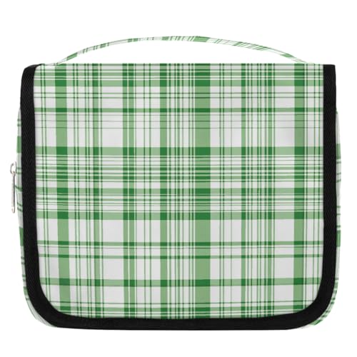 Mexpekil Reise-Kulturbeutel zum Aufhängen, für Damen, grün, kariert, 2 Stück, großer Kulturbeutel, tragbar, Make-up, Kosmetik-Organizer, Taschen für Mädchen und Jungen von Mexpekil