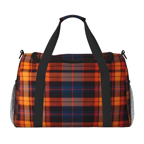 Mexpekil Reisetasche, Halloween, Orange, Schwarz, kariert, für Herren und Damen, Sport, Wochenende, Übernachtung, Fitnessstudio, Handgepäcktasche, mehrfarbig, 19.7x10.2x13 in, Reisetasche von Mexpekil
