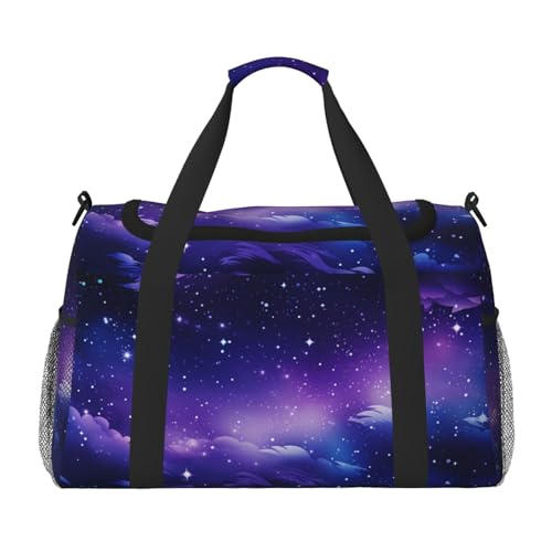 Mexpekil Reisetasche, Motiv: Galaxienebel, Handgepäcktasche für Damen und Herren, Sporttasche, leicht, Wochenendtasche, Übernachtungstasche, mit Schultergurt, Violett, multi, Einheitsgröße von Mexpekil