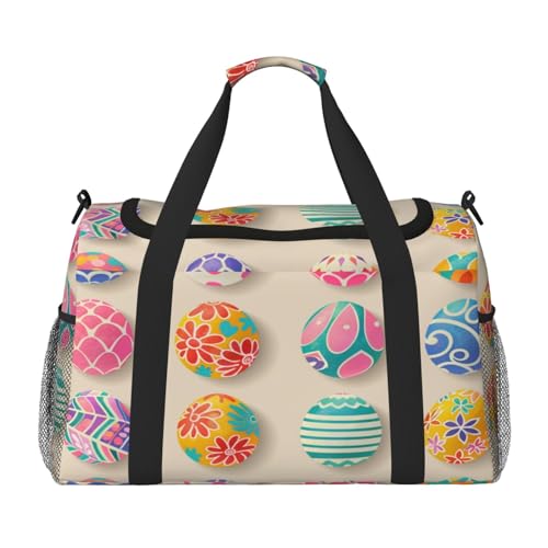 Mexpekil Reisetasche, Motiv: Ostereier, Kunstdruck, Handgepäcktasche für Damen und Herren, Sporttasche, leicht, Wochenendtasche, Übernachtungstasche, mit Schultergurt, multi, Einheitsgröße von Mexpekil