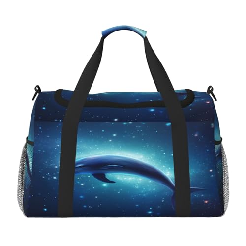 Mexpekil Reisetasche, Motiv: Weltraum, Galaxie, Delfin, Handgepäcktasche für Damen und Herren, Sporttasche, leicht, Wochenendtasche, Übernachtungstasche, mit Schultergurt, multi, Einheitsgröße von Mexpekil