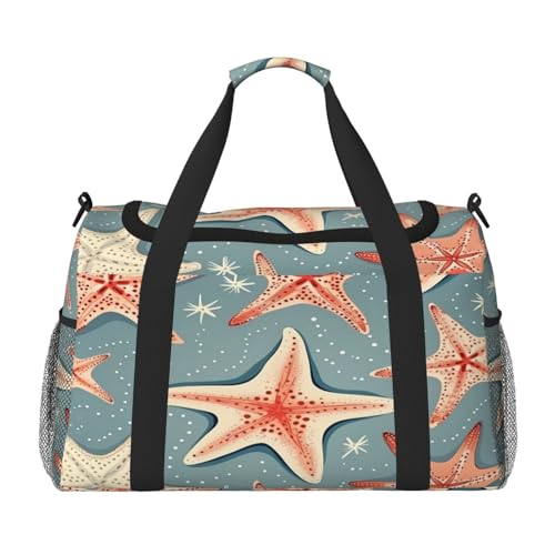 Mexpekil Reisetasche, Seestern, Muschelmuster, Handgepäcktasche für Damen und Herren, Sporttasche, leicht, Wochenendtasche, Übernachtungstasche, mit Schultergurt, multi, Einheitsgröße, Reisetasche von Mexpekil