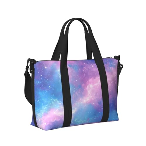 Mexpekil Reisetasche, wasserdicht, Sporttasche, große Wochenendtasche, Übernachtungstasche, für Damen und Herren, Handgepäck, Tragetasche, Blau / Lila Galaxy Sky, Einheitsgröße von Mexpekil