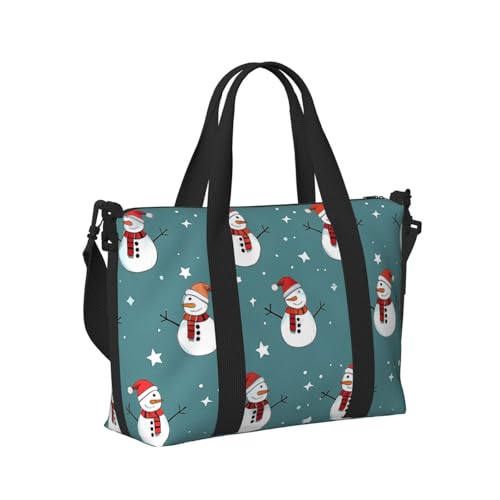 Mexpekil Reisetasche, wasserdicht, Sporttasche, große Wochenendtasche, Übernachtungstasche, für Damen und Herren, Handgepäck, Tragetasche, Cartoon-Weihnachts-Schneemann, Einheitsgröße von Mexpekil