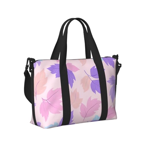 Mexpekil Reisetasche, wasserdicht, Sporttasche, große Wochenendtasche, Übernachtungstasche, für Damen und Herren, Handgepäck, Tragetasche, Niedliche rosa lila Blätter, Einheitsgröße von Mexpekil