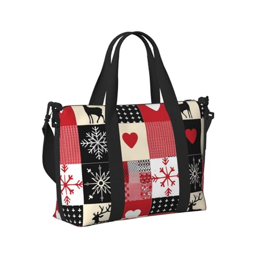 Mexpekil Reisetasche, wasserdicht, Sporttasche, große Wochenendtasche, Übernachtungstasche, für Damen und Herren, Handgepäck, Tragetasche, Patchwork Weihnachten, Einheitsgröße von Mexpekil