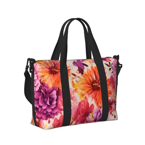 Mexpekil Reisetasche, wasserdicht, Sporttasche, große Wochenendtasche, Übernachtungstasche, für Damen und Herren, Handgepäck, Tragetasche, Violett-orangefarbene Blumen, Einheitsgröße Mexpekil Reisetasche, wasserdicht, Sporttasche, große Wochenendtasche, Übernachtungstasche, für Damen und Herren, Handgepäck, Tragetasche, Violett-orangefarbene Blumen, Einheitsgröße von Mexpekil