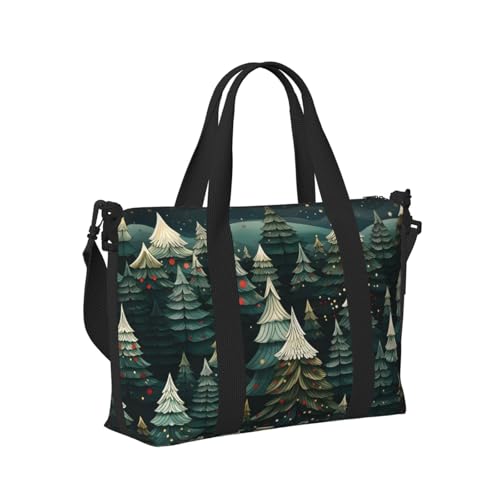 Mexpekil Reisetasche, wasserdicht, Sporttasche, große Wochenendtasche, Übernachtungstasche, für Damen und Herren, Handgepäck, Tragetasche, Waldgrün Weihnachten, Einheitsgröße von Mexpekil