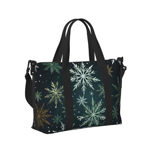 Mexpekil Reisetasche, wasserdicht, Sporttasche, große Wochenendtasche, Übernachtungstasche, für Damen und Herren, Handgepäck, Tragetasche, Weihnachts-Schneeflocken-Dekoration, Einheitsgröße von Mexpekil