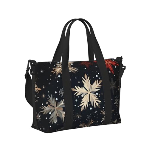 Mexpekil Reisetasche, wasserdicht, Sporttasche, große Wochenendtasche, Übernachtungstasche, für Damen und Herren, Handgepäck, Tragetasche, Weihnachts-Schneeflocken-Urlaub, Einheitsgröße von Mexpekil