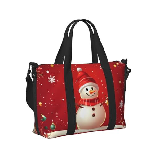 Mexpekil Reisetasche, wasserdicht, Sporttasche, große Wochenendtasche, Übernachtungstasche, für Damen und Herren, Handgepäck, Tragetasche, Weihnachts-Schneemann-Dekoration, Einheitsgröße von Mexpekil