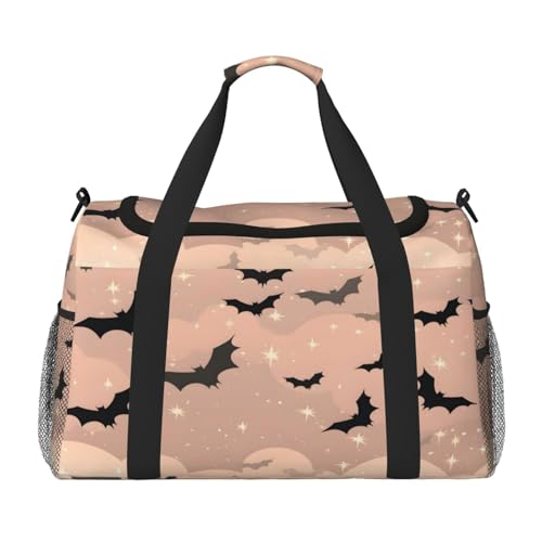 Mexpekil Reisetasche für Halloween, Fledermaus-Tiere, für Herren und Damen, Sport, Wochenende, Übernachtung, Fitnessstudio, Handgepäcktasche, mehrfarbig, 19.7x10.2x13 in, Reisetasche von Mexpekil
