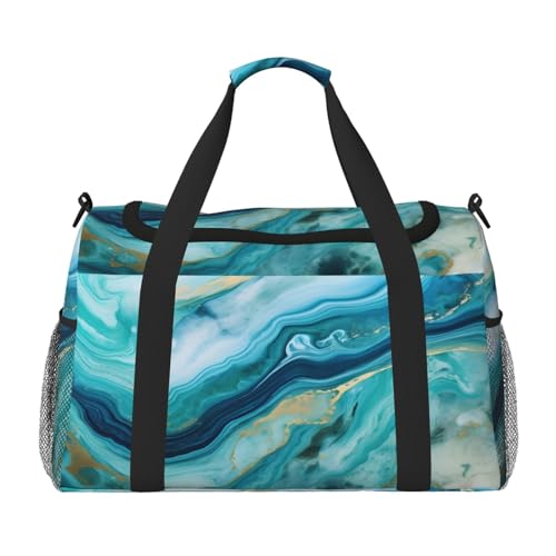 Mexpekil Reisetasche für Herren, Damen, Sport, Wochenende, Übernachtung, Fitnessstudio, Aquamarin, Türkis, mehrfarbig, 19.7x10.2x13 in, Reisetasche von Mexpekil