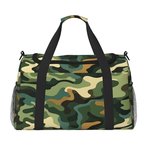 Mexpekil Reisetasche für Herren, Damen, Sporttasche, Wochenende, Übernachtung, Camouflage, Grün / Grau, mehrfarbig, 19.7x10.2x13 in, Reisetasche von Mexpekil