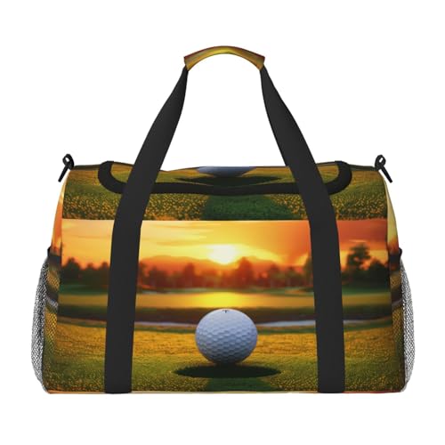 Mexpekil Reisetasche für Herren und Damen, Golfball, Sonnenuntergang, Sport, Wochenende, Übernachtung, Fitnessstudio, Handgepäcktasche, mehrfarbig, 19.7x10.2x13 in, Reisetasche von Mexpekil