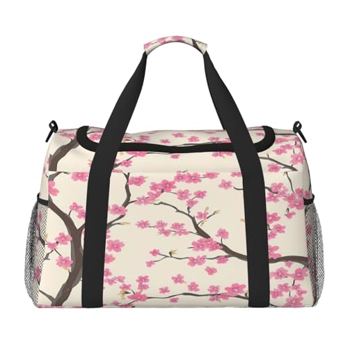 Mexpekil Reisetasche für Herren und Damen, Motiv: Kirschblüten, Blumenmuster, für Sport, Wochenende, Übernachtung, Fitnessstudio, Handgepäcktasche, mehrfarbig, 19.7x10.2x13 in, Reisetasche von Mexpekil